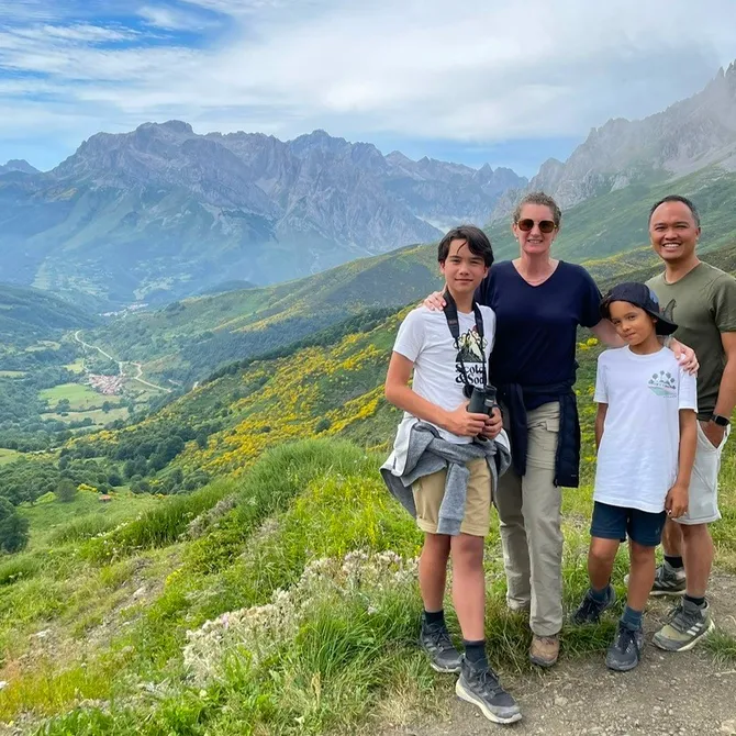 Gezin in de Picos, Noord Spanje